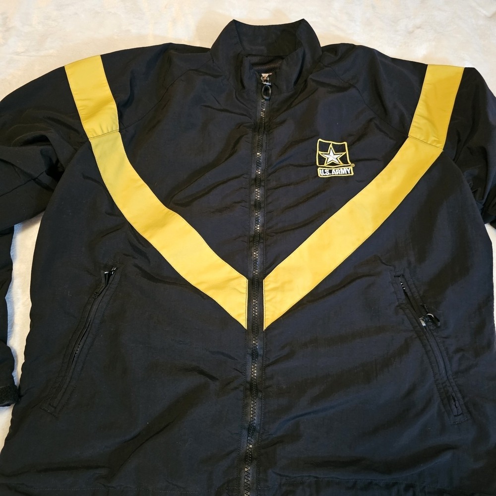 Vintage Women's Black & Gold Nylon Physical Fitness Jacket Size Medium U.S. Army - Picture 2 of 8